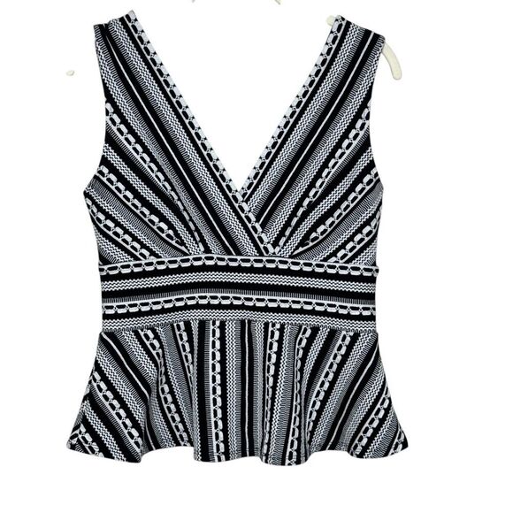 Anthropologie Vanessa Virginia Upton Peplum Top Size Small Black White - Picture 1 of 9